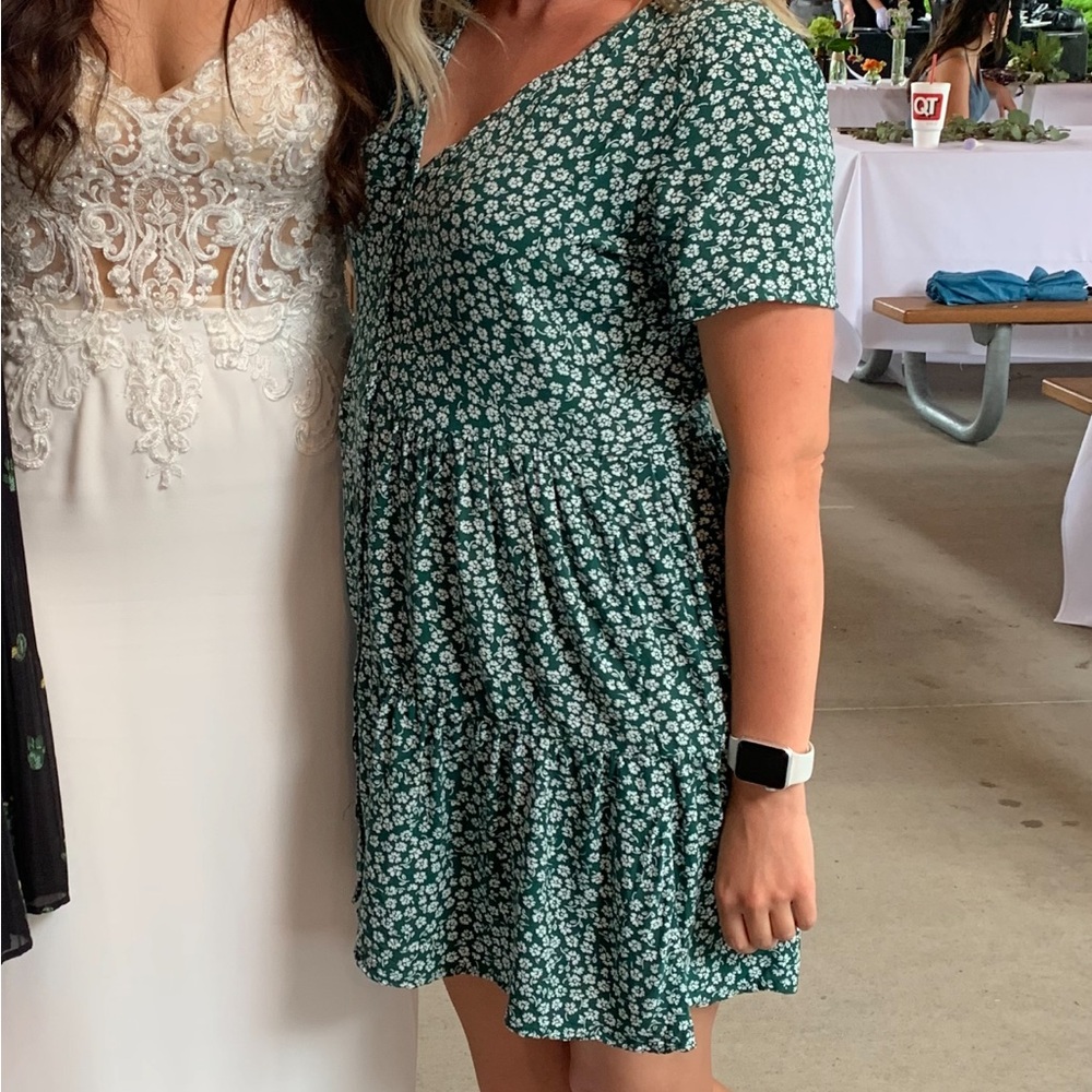 H&M Green Floral Mini Dress